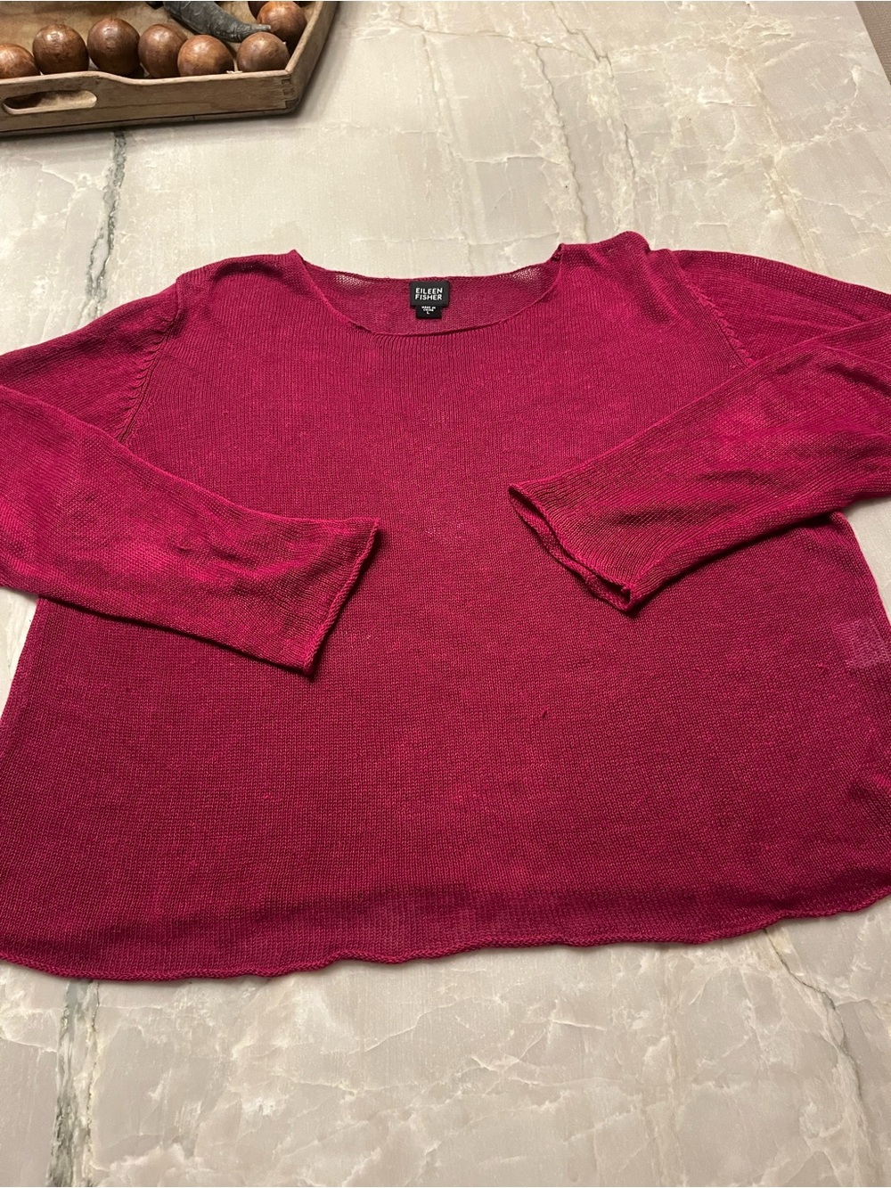 Eileen Fisher Scoop Neck Sweater in Deep Berry 100% linen